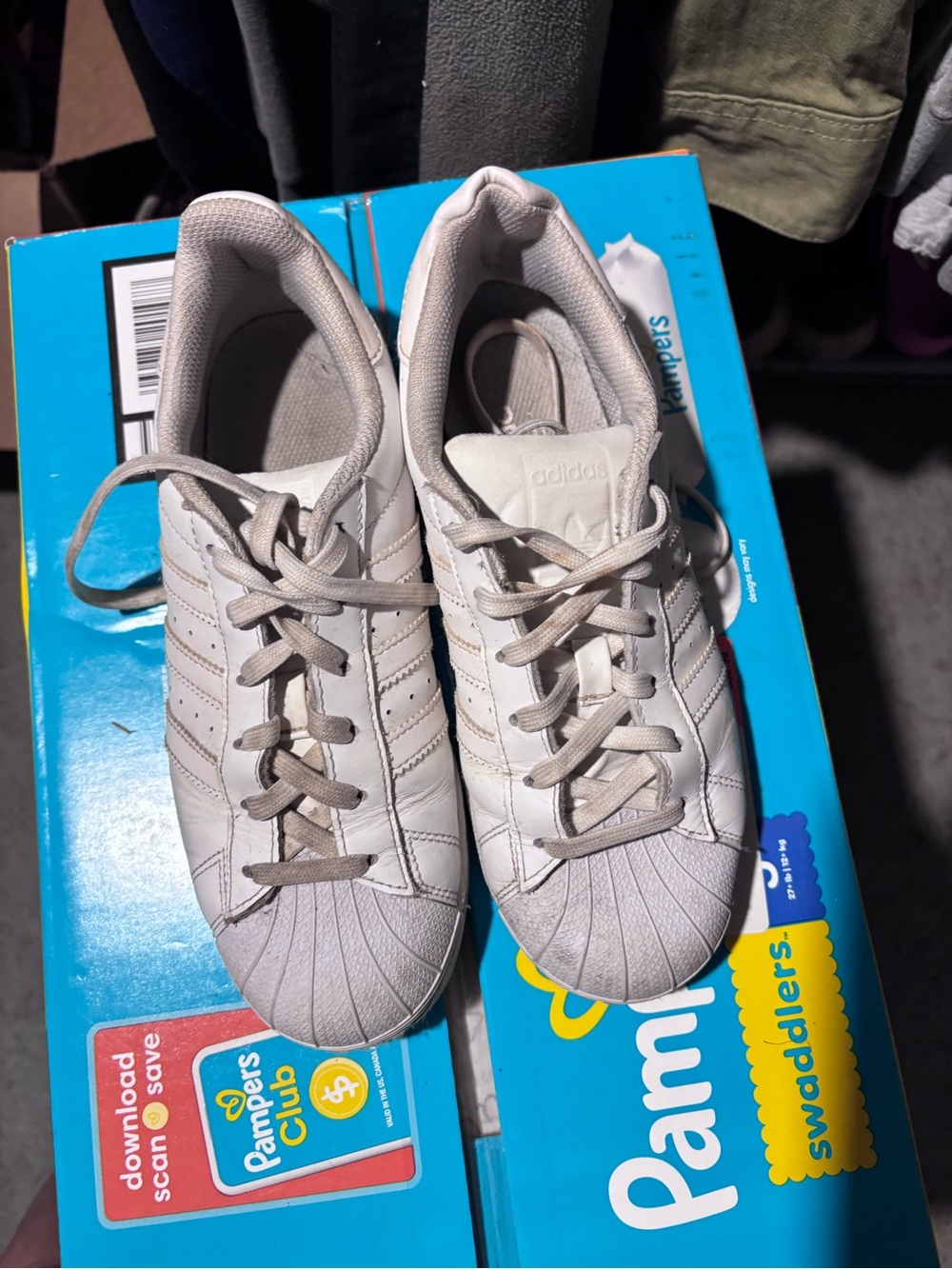 adidas White Low-Top Shell-Toe Sneakers